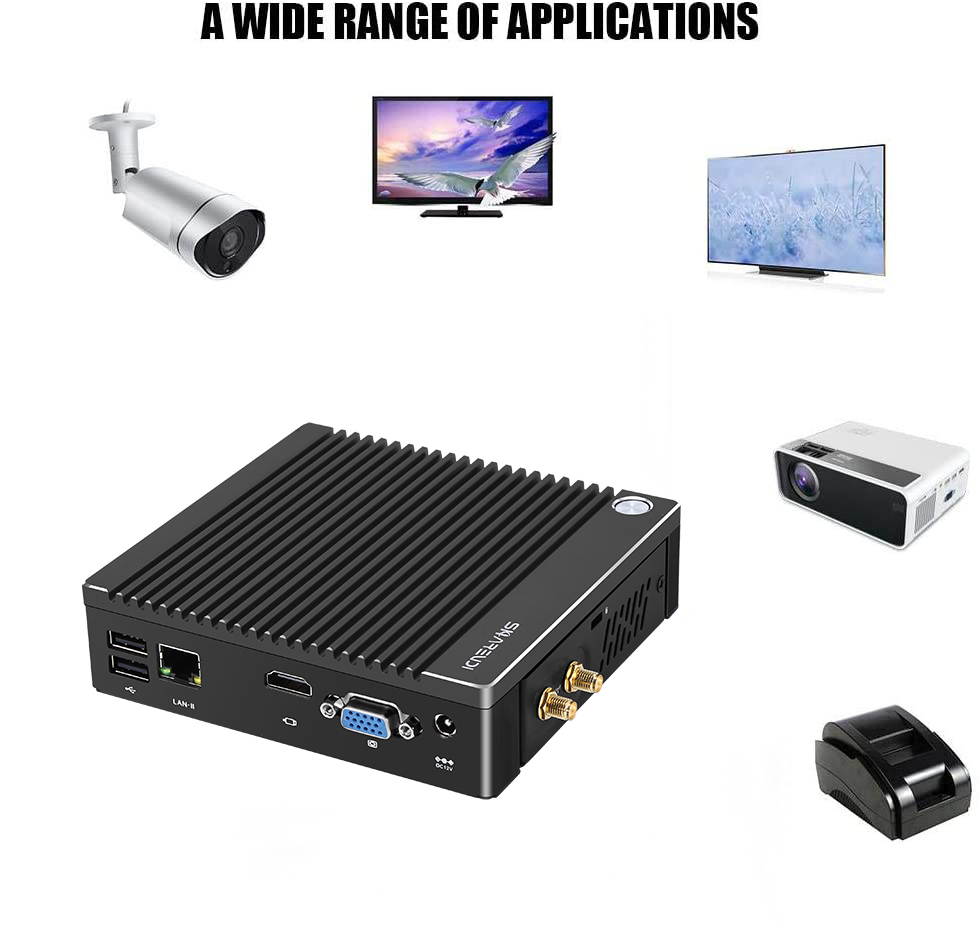 Mini Computer, Intel Celeron Dual-core N2840 2.16 GHz with Windows 10 Pro Licensed, Micro Desktop Computer,4GB RAM 64GB mSATA, WiFi,BT 4.0,Dual HD,Dual Gigabit Ethernet,Support Auto Power On