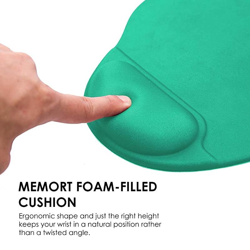 Large Curved Mouse Pad with Gel Wrist Rest NonSlip Base Lycra Cloth 98x86x08 Inch Green