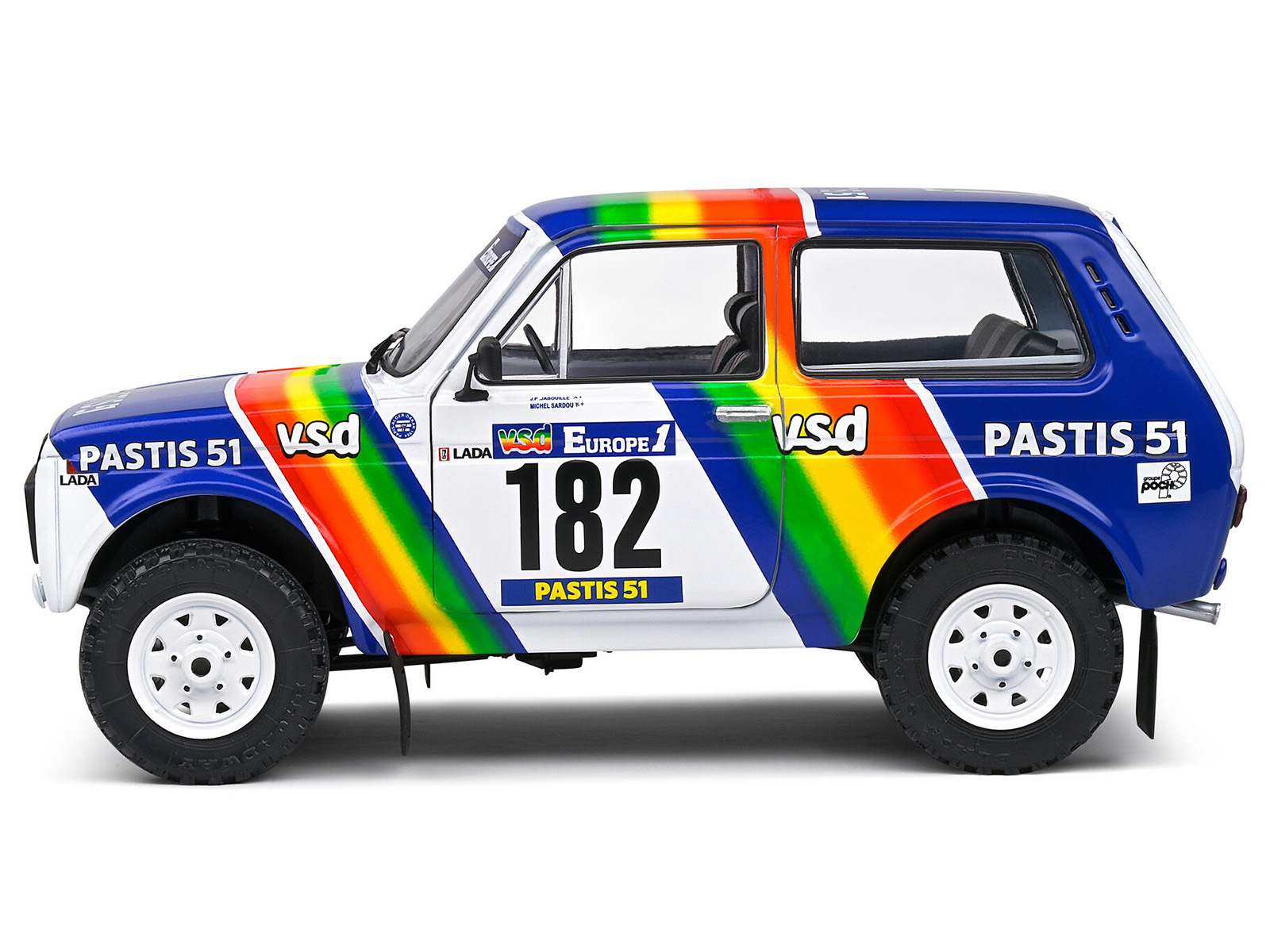Lada Niva #182 Jean-Pierre Jabouille - Michel Sardou "Paris&ndash;Dakar Rally" (1984) "Competition" Series 1/18 Diecast Model Car by Solido