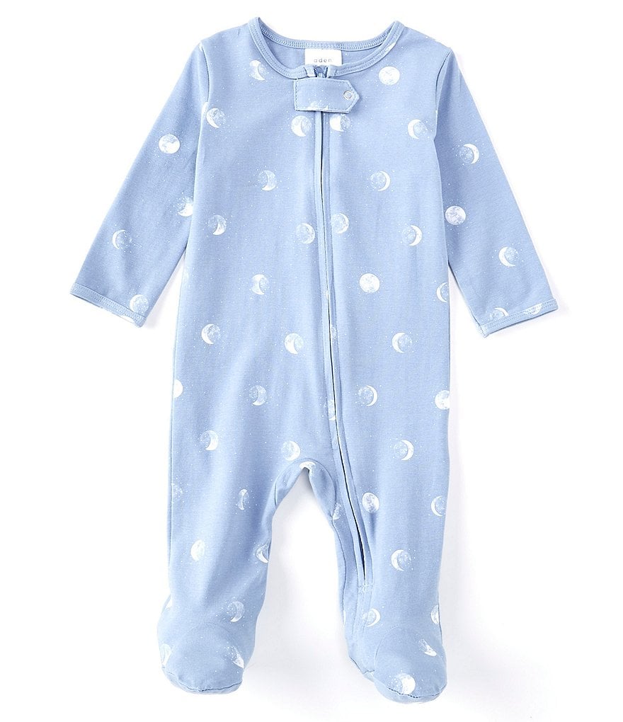 Aden + Anais Baby Boys 6-9 Months Long-Sleeve Blue Moon Footed Coverall