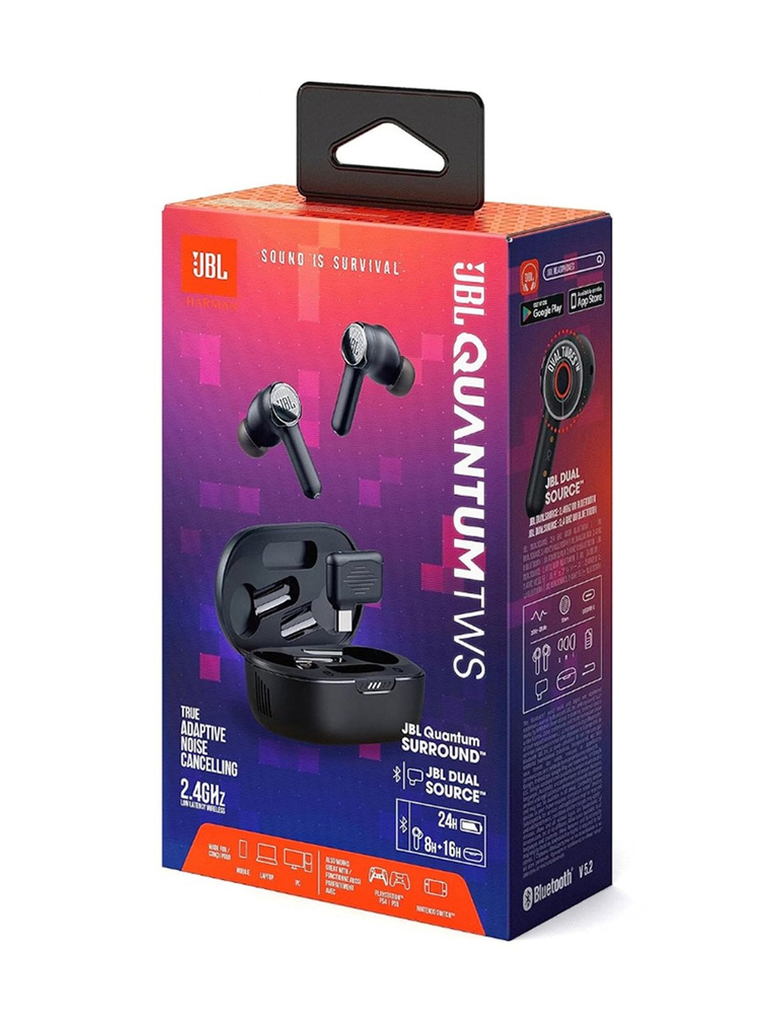 JBL Quantum TWS in Ear Gaming Bluetooth Earbuds with 24hrs Playtime, IPX4 (Black, True Wireless)