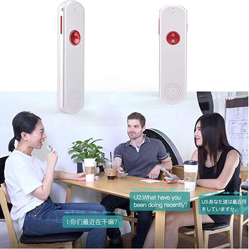 Two Way Easy Trans Smart Language Translator Device Electronic Pocket Voice Bluetooth 52 Languages for Meeting Learning Travel Business Fit for Apple iPhone Android White Red WIFI3G4G5G