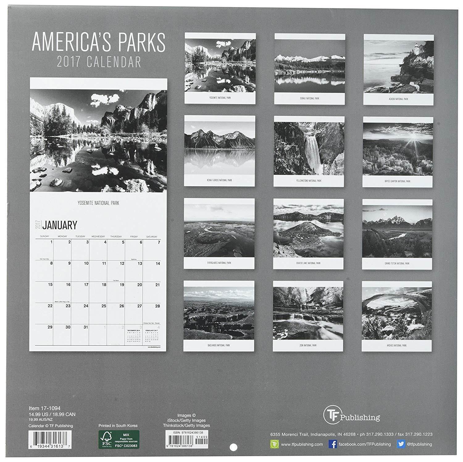 TF Publishing 2017 Americas Parks Wall Calendar (17-1094)
