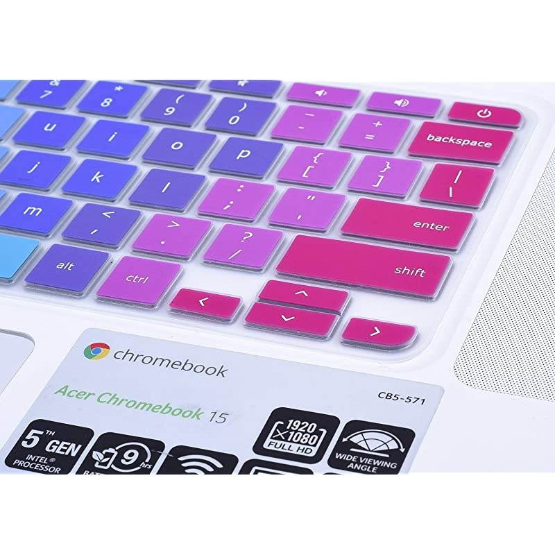 Pack]Keyboard Cover Skin compatible Acer chromebook R11 11.6 inch CB3-131 CB3-13,CB5-13T,CB3-131,Chromebook R 13 keyboard cover, CB5-31T,Chromebook 15,CB3-531 CB3-53CB5-571 C910,Rainbow+clear