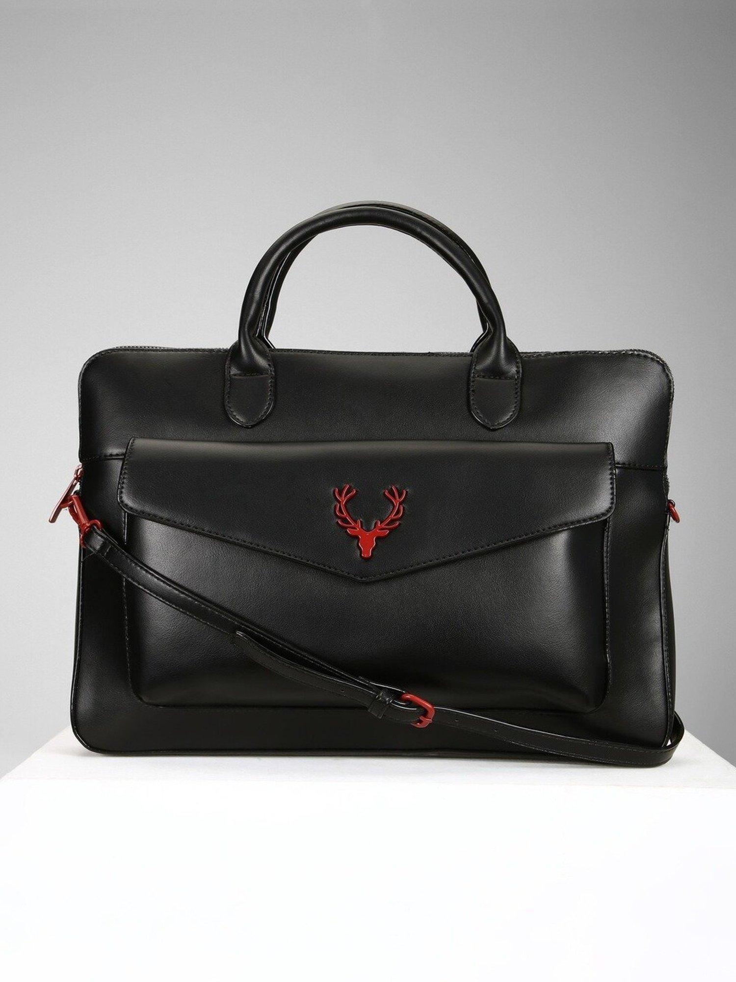 Allen Solly Black Solid Medium Handbag