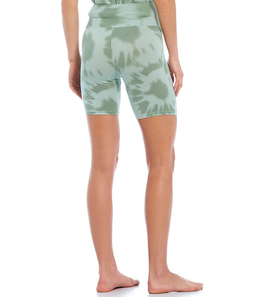 Jasmine & Ginger Tonal Tie-Dye Printed Knit Coordinating Sleep Bike Shorts