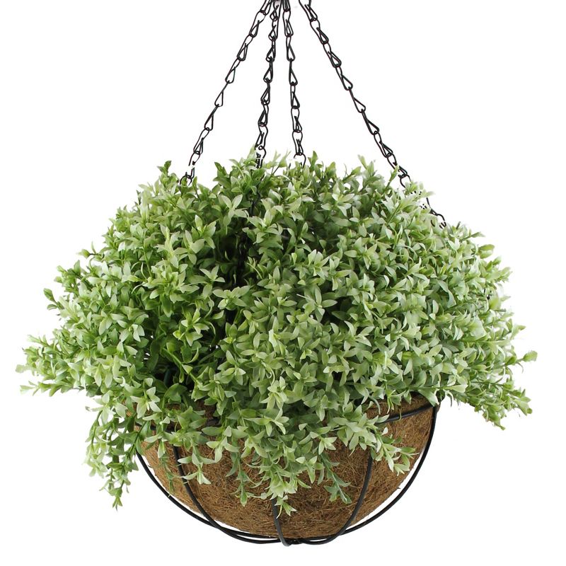 Northlight 10" Two-Tone Foliage Artificial Plant in Hanging Basket - Green/Brown