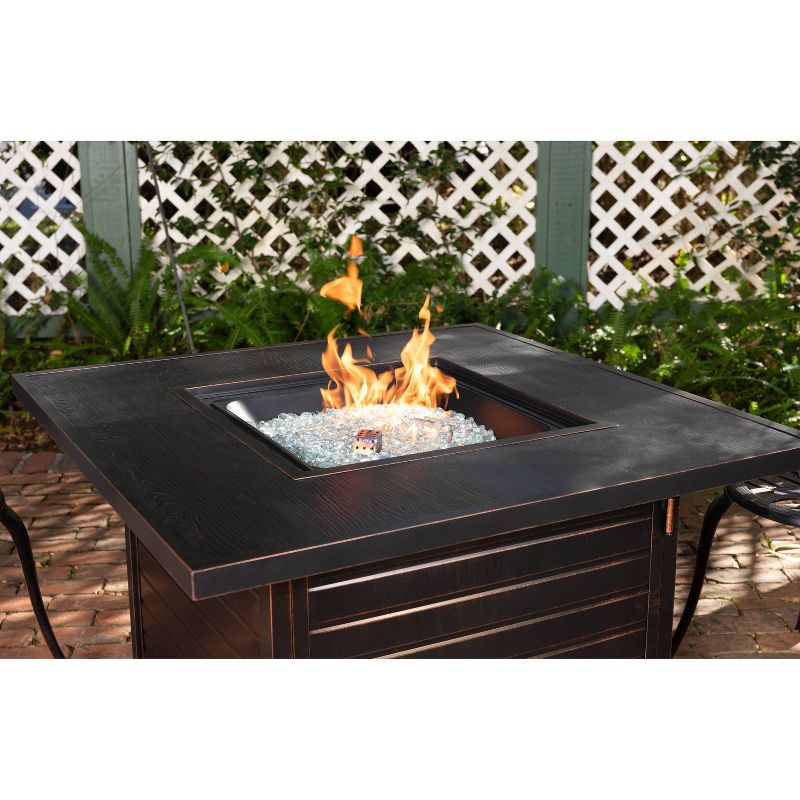 Langhorne Square Aluminum LPG Fire Pit - Bronze - Fire Sense