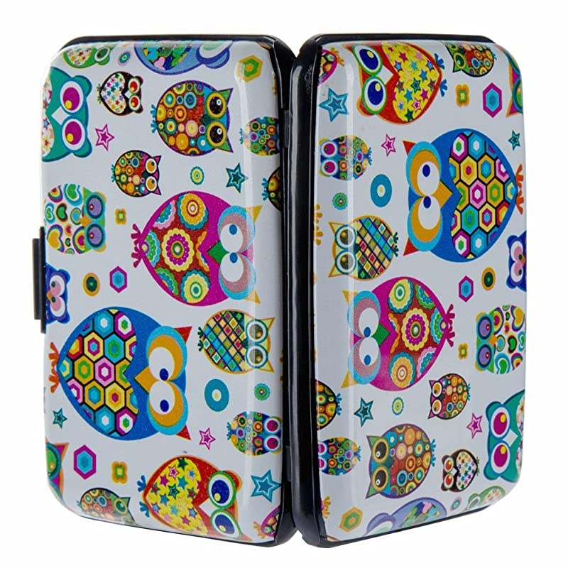 Mini RFID Aluminum Wallet Credit Cards Holder Business Card Case Metal ID Case for Men Women Owl