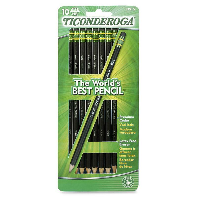 Dixon Ticonderoga No. 2 Pencil Soft 10/CD Black 13915