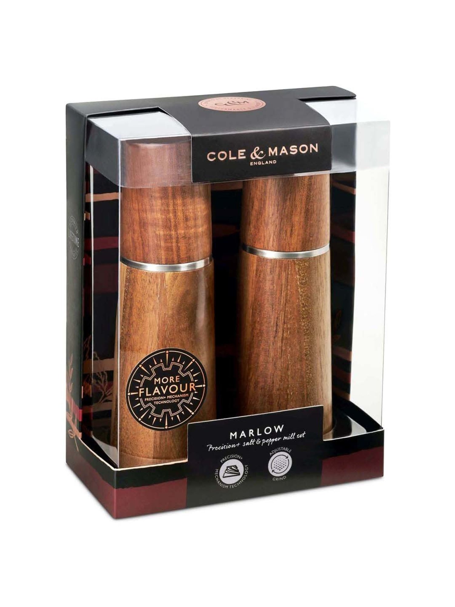 Cole & Mason Marlow Brown Acacia Wood Salt & Pepper Mill - Set of 2