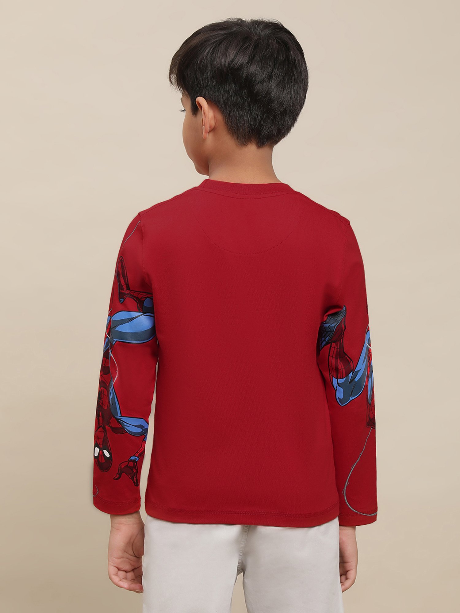 Kidsville Spiderman Printed Red Tshirt For Boys