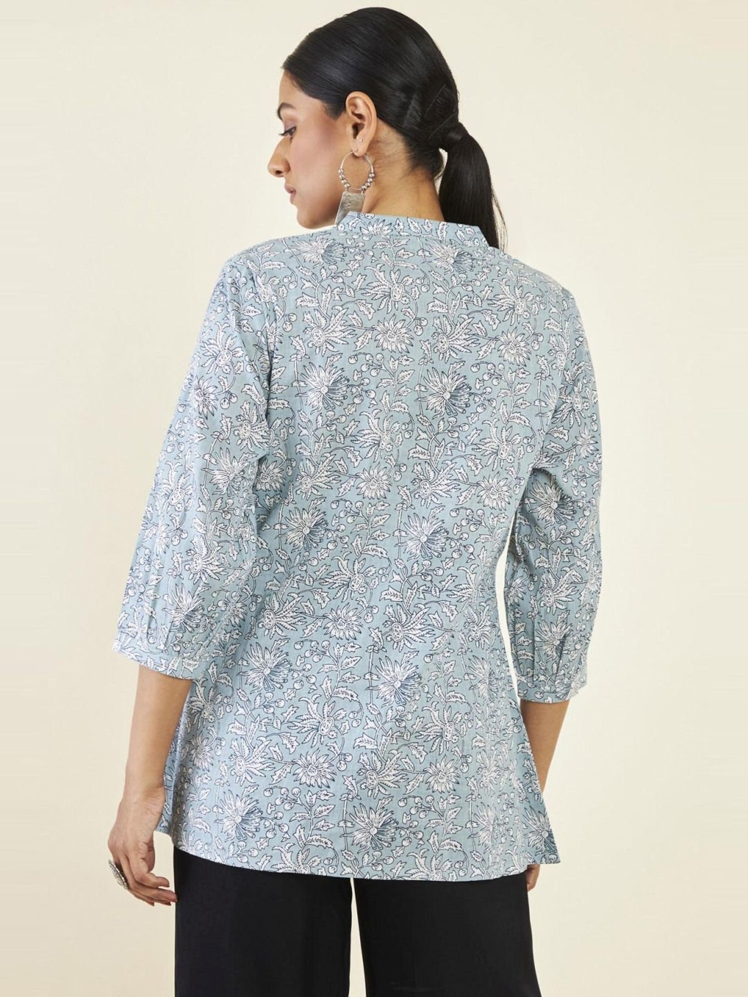 Soch Grey Cotton Floral Print Tunic