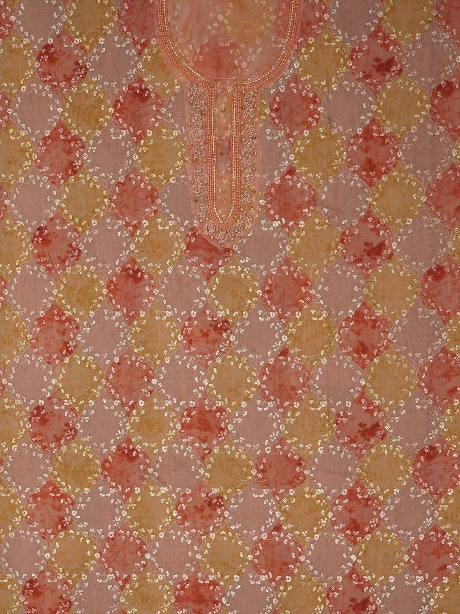 Jaipur Kurti Peach Embroidered Unstitched Dress Material