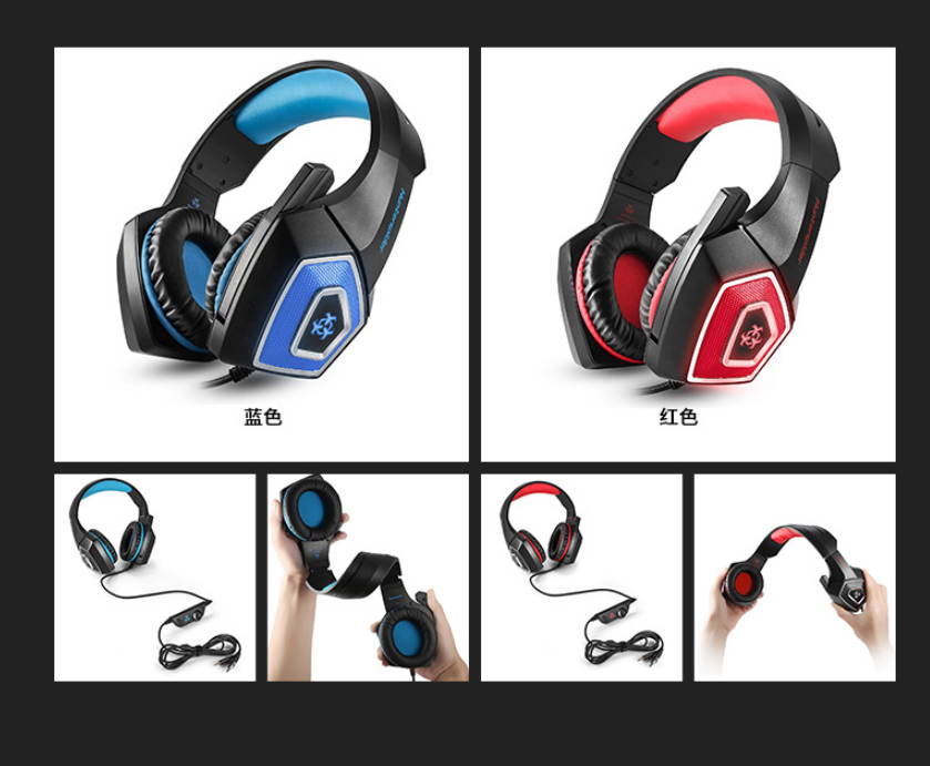 V1 headset cross-border gaming headset luminous headset gaming microphone with wire control