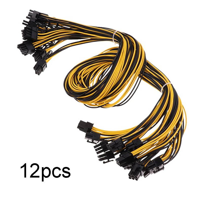 12pack  27inch PCIe 6pin to 8pin(6+2) Male to Male PCI-E Power Cable for GPU Power Supply Breakout Board Adapter for Ethereum Mining