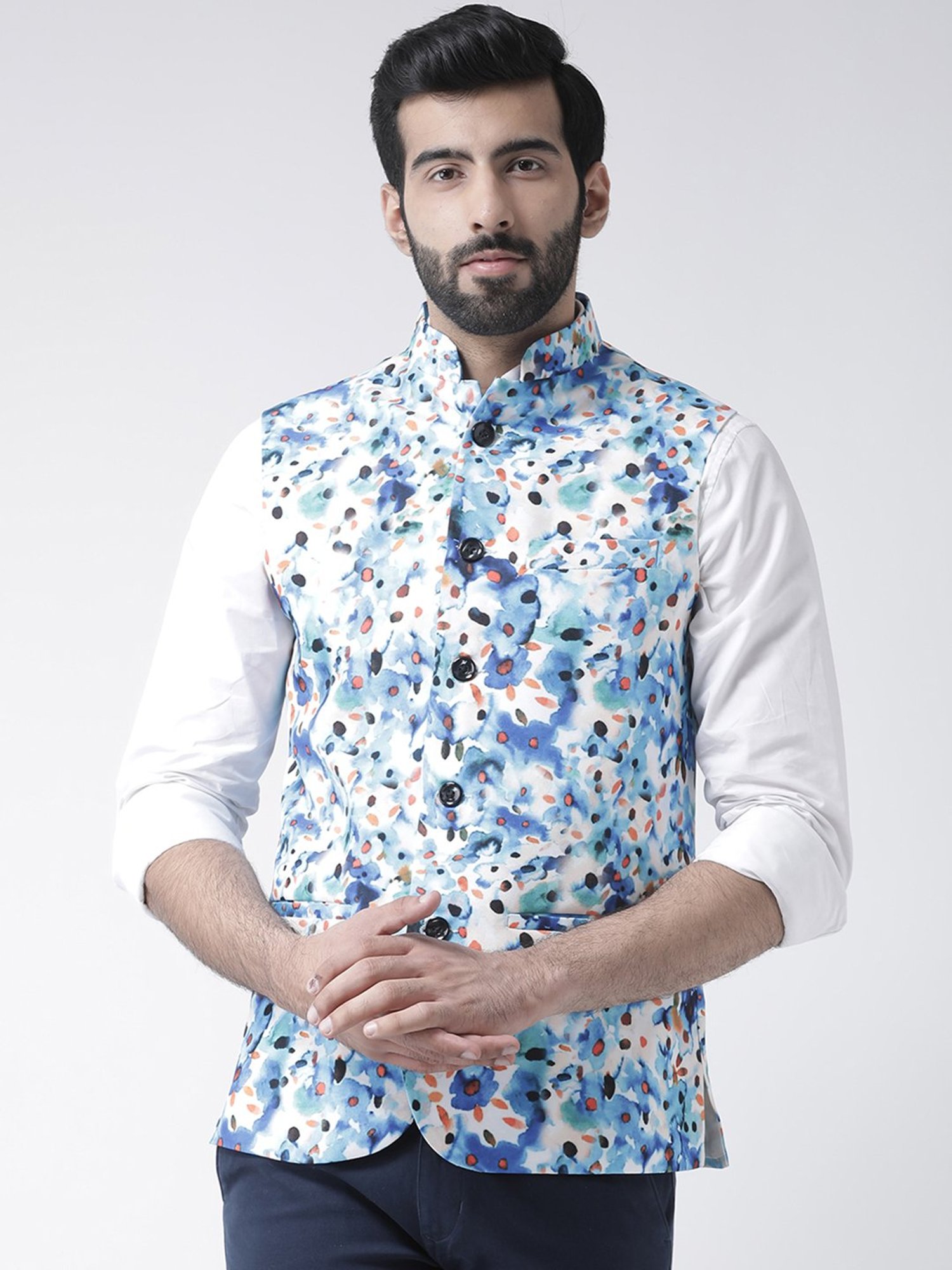 Hangup Plus Multicolor Regular Fit Printed Nehru Jacket