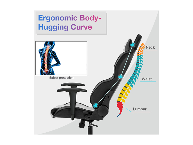 Gaming Chair Office Chair Desk Chair with Lumbar Support Headrest Armrest Task Rolling Swivel Massage PC E-Sports Racing Chair PU Leather Adjustable Ergonomic Computer Chair for Men(White)