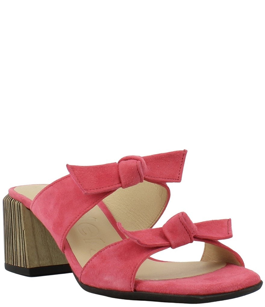 Wonders Mone Suede Bow Knot Block Heel Slide Sandals