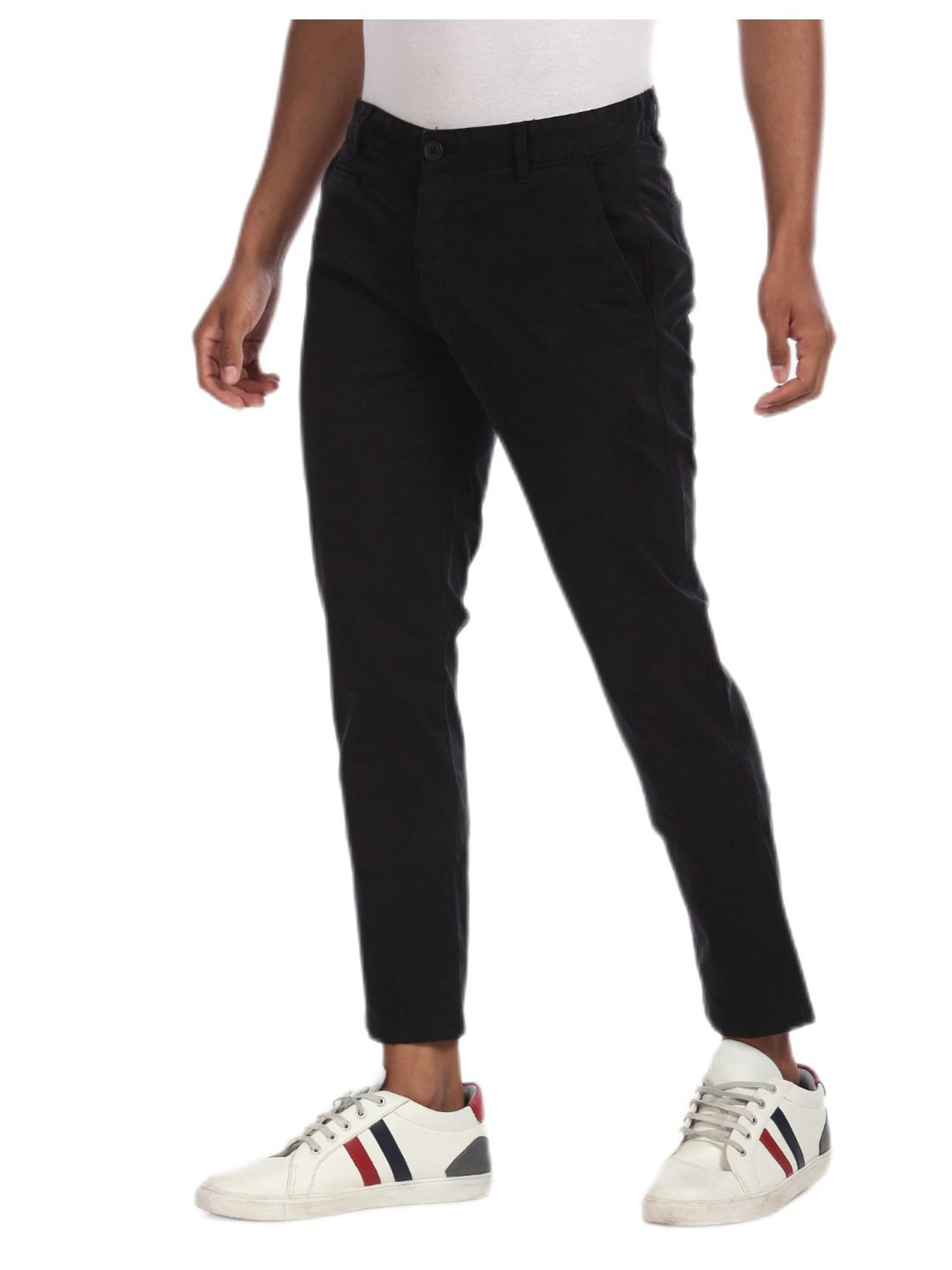 Aeropostale Black Flat Front Solid Casual Trousers