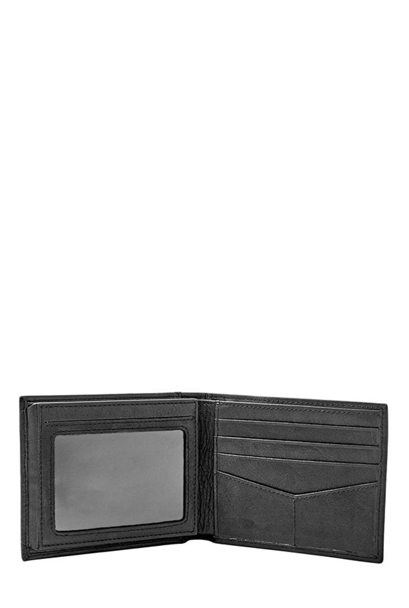 Fossil Black Solid Leather Bi-Fold Wallet