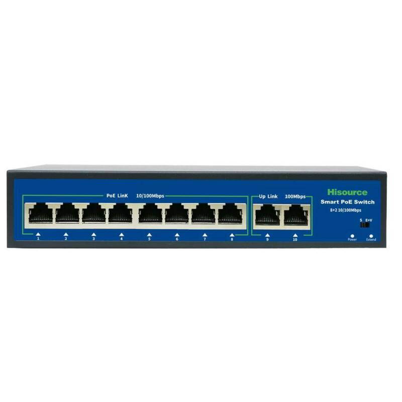 8 Port Fast Ethernet PoE Switch | 8 PoE Ports @120W, with 2 Uplink Ports | Plug & Play | Extend Mode | Priority Mode (Hi-F0820FBL-A)