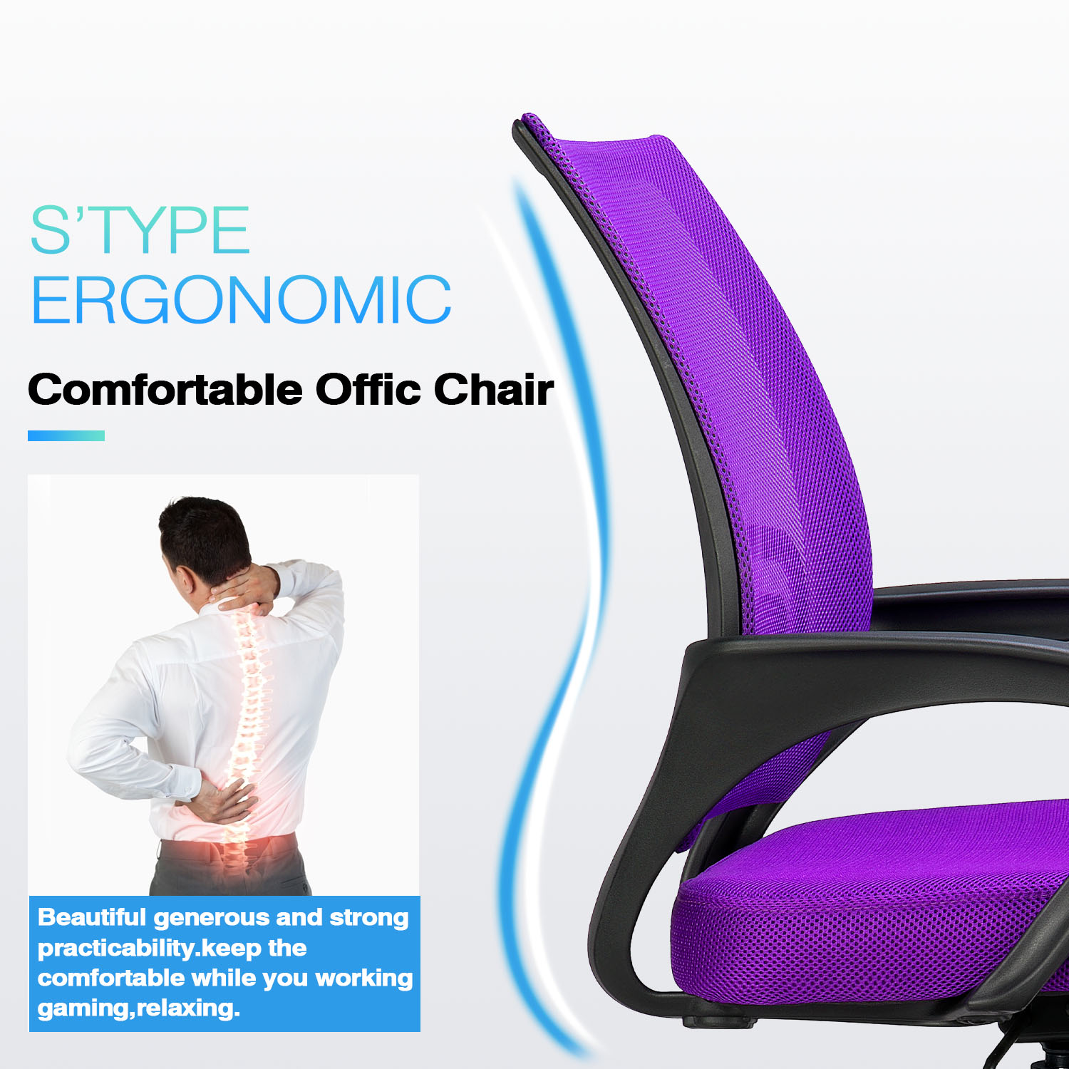 Vitesse Office Chair Mesh Desk Chair Ergonomic Computer Chair with Lumbar Support Modern Executive Adjustable Chair Rolling Swivel Chairs for Women Men,Grey