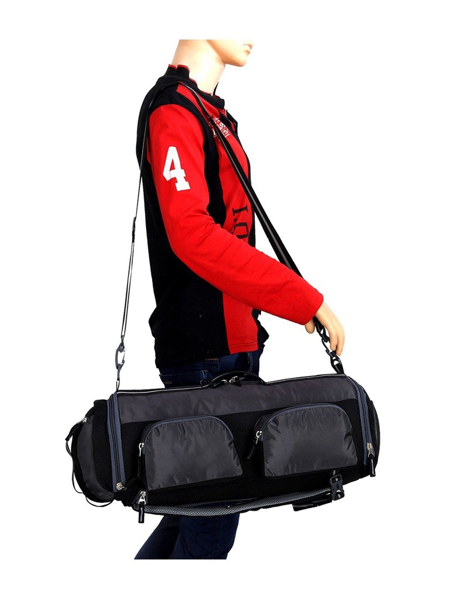 Leather World 45 Ltrs Black & Grey Medium Convertible Rucksack Backpack