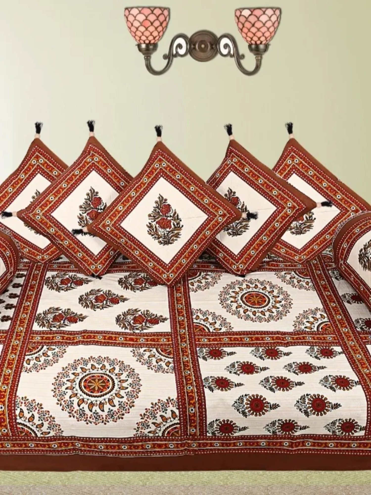 Maspar Blue Cotton 200 TC Reversible Duvet Cover Set