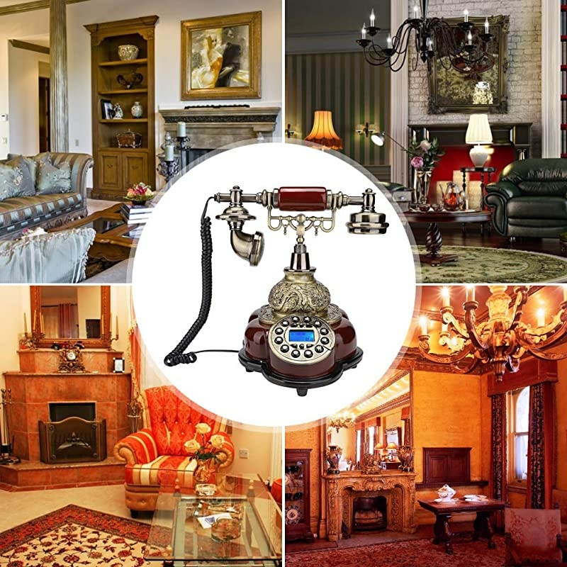 Vintage Phone,Classical Retro Push Dial Button Telephone Home Decor Desk Phone,Support FSK and DTMF Backlit Caller ID, Automatic Detection,Excellent for Gifts,Home Decor