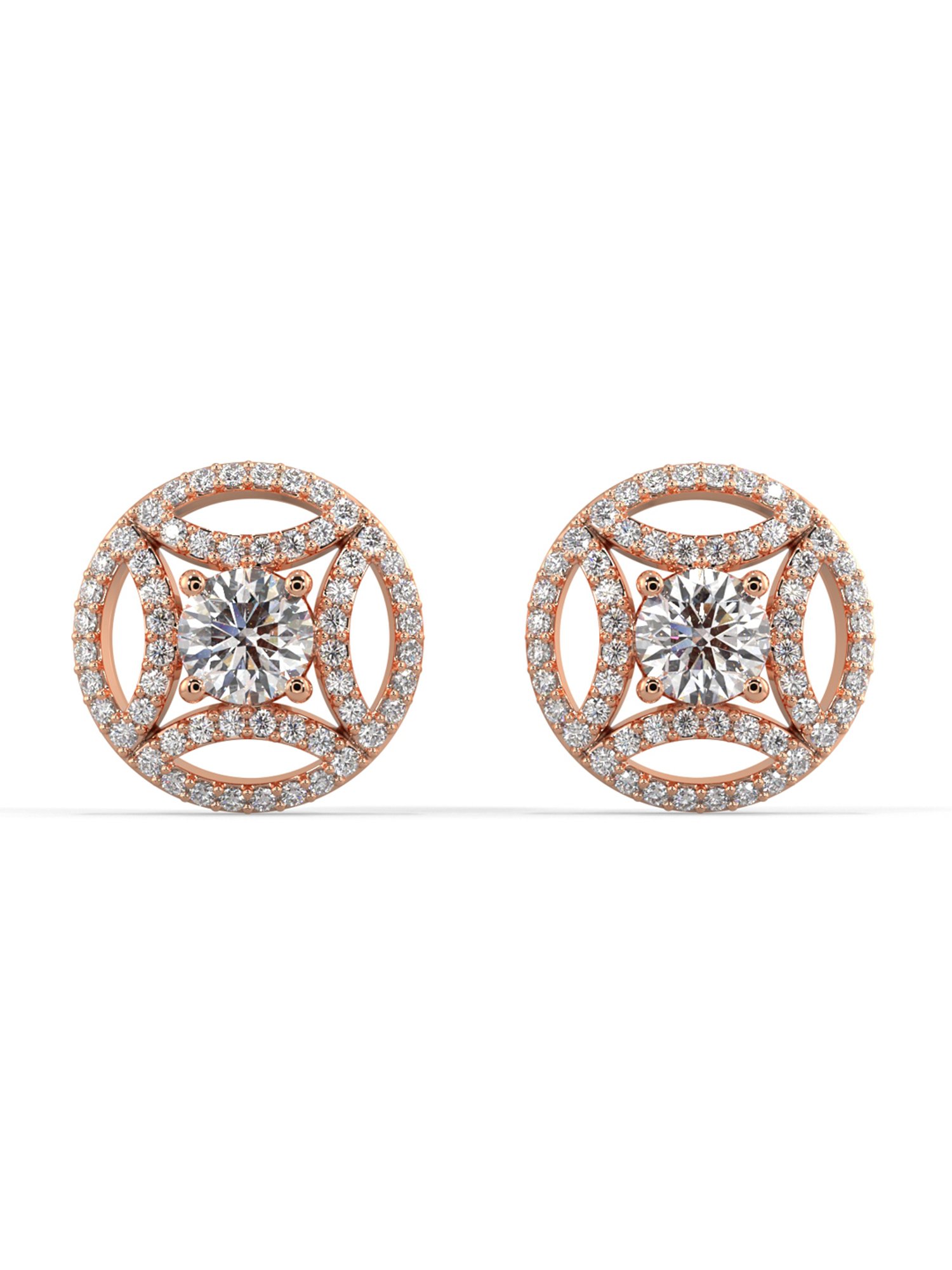 Silvermist 925 Sterling Silver Geometric Diamond Stud Earrings for Women & Girls