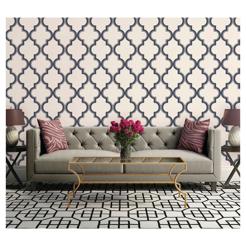 Devine Color Cable Stitch Peel & Stick Wallpaper Navy/Cream