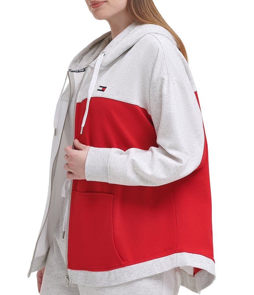 Tommy Hilfiger Sport Plus Size Colorblock Long Sleeve Zip Up Hoodie Jacket