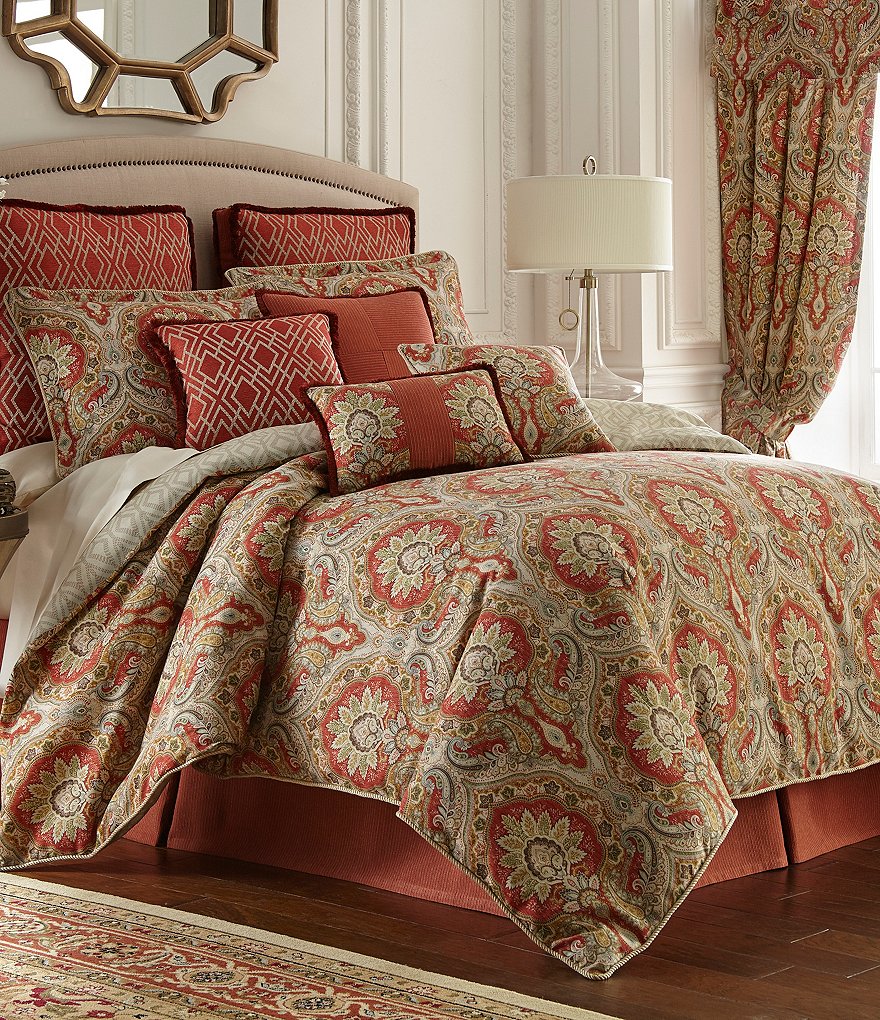 Rose Tree Harrogate Paisley Damask & Geometric Diamond Comforter Set