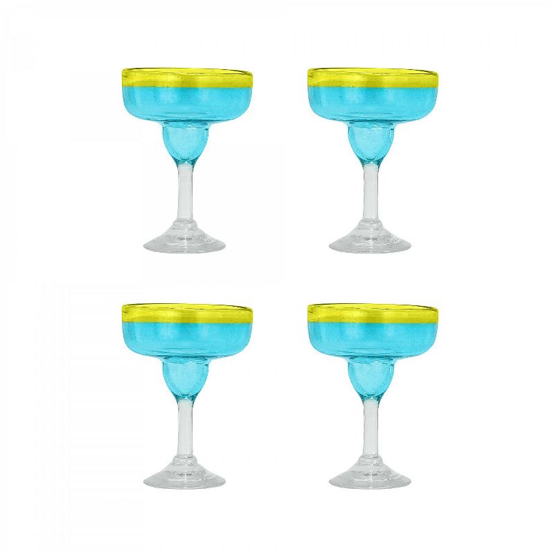 Amici Home Acapulco Authentic Mexican Handmade Margarita Glasses, 15oz, Set of 4