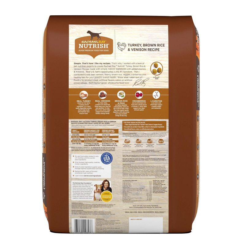 Rachael Ray Nutrish Turkey, Brown Rice & Venison Recipe Adult Super Premium Dry Dog Food - 13lbs