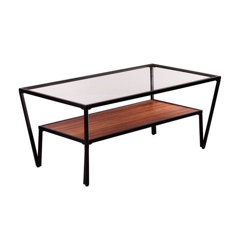 Vickdale Glass Top Cocktail Table Black/Brown - Holly & Martin