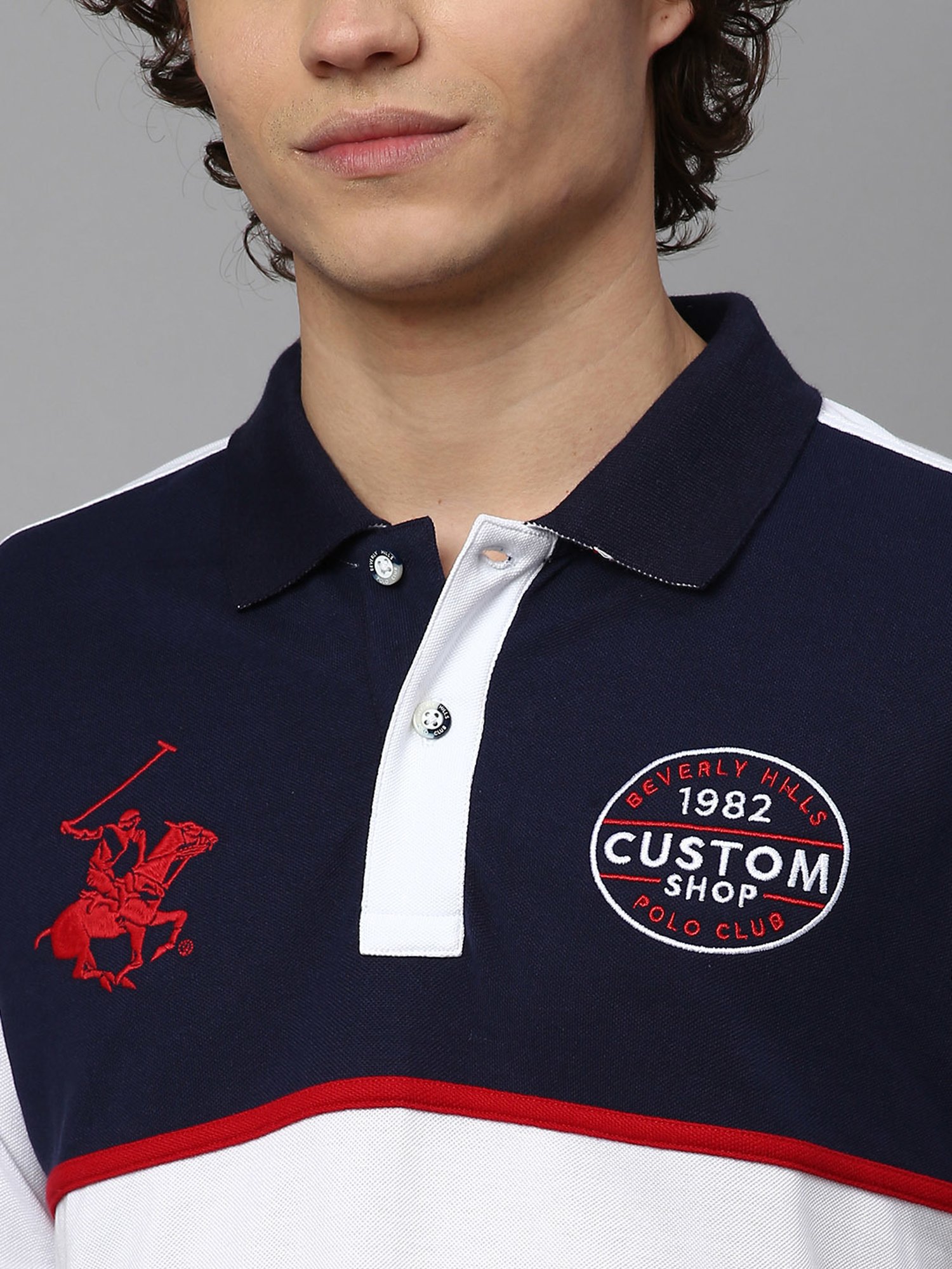 Beverly Hills Polo Club White Regular Fit Cotton Polo T-Shirt