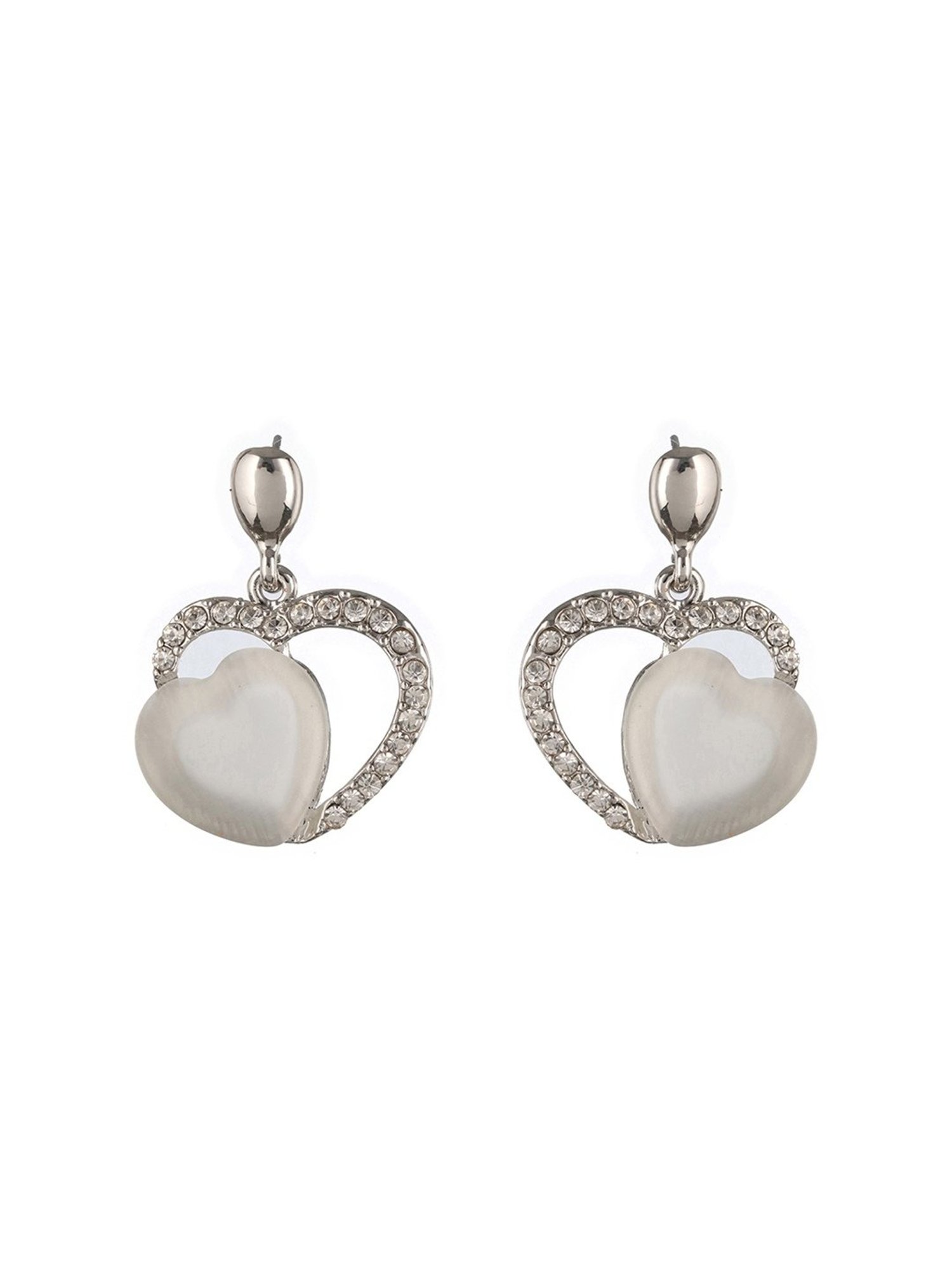 Prita by Priyaasi Heart American Diamond Studded Drop Earrings