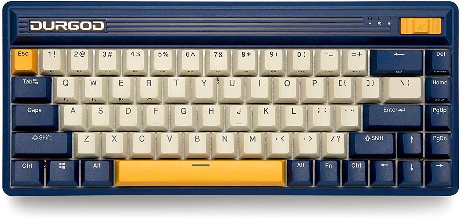 Durgod Fusion Mechanical Keyboard - 65% Layout - Doubleshot PBT Cherry Profile - Wireless 2.4gHz / Bluetooth 5.0 / USB Type C - Up to 40 Days Battery Life (Cherry Speed Silver, Navigator)