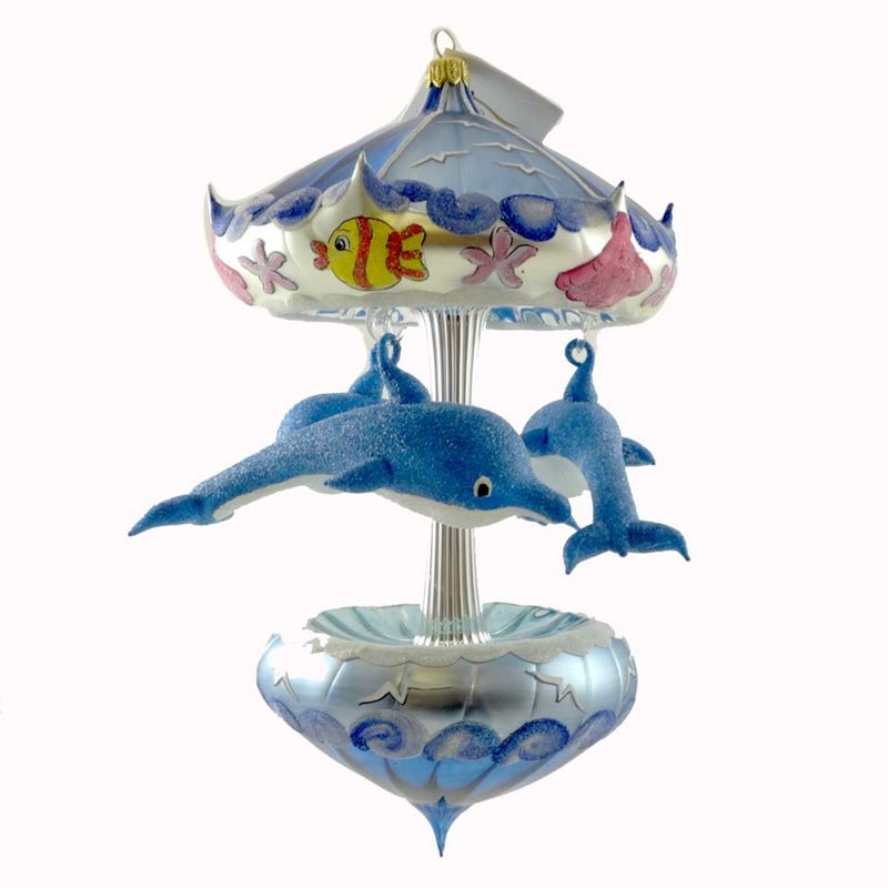 Laved Italian Ornaments Dolphin Carousel Ocean Sea Shells  -  Tree Ornaments