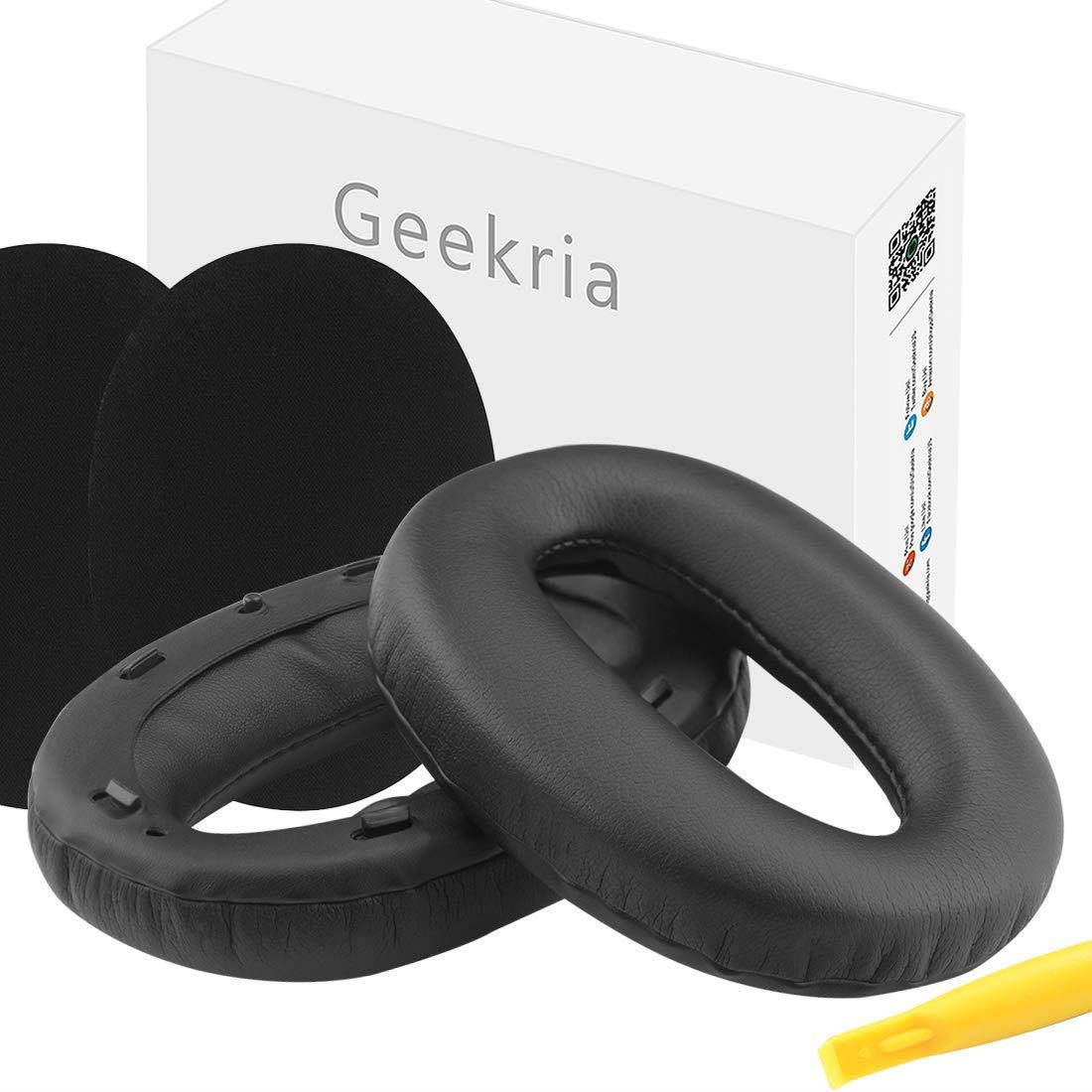 Geekria Earpad Replacement for Sony WH1000XM2, MDR-1000X Headphones/Replacement Ear Pads with Clip Ring and Tuning Tone Cotton/Ear Cushion/Earpads Repair Parts (Plastic Ring/Tuning Cotton)