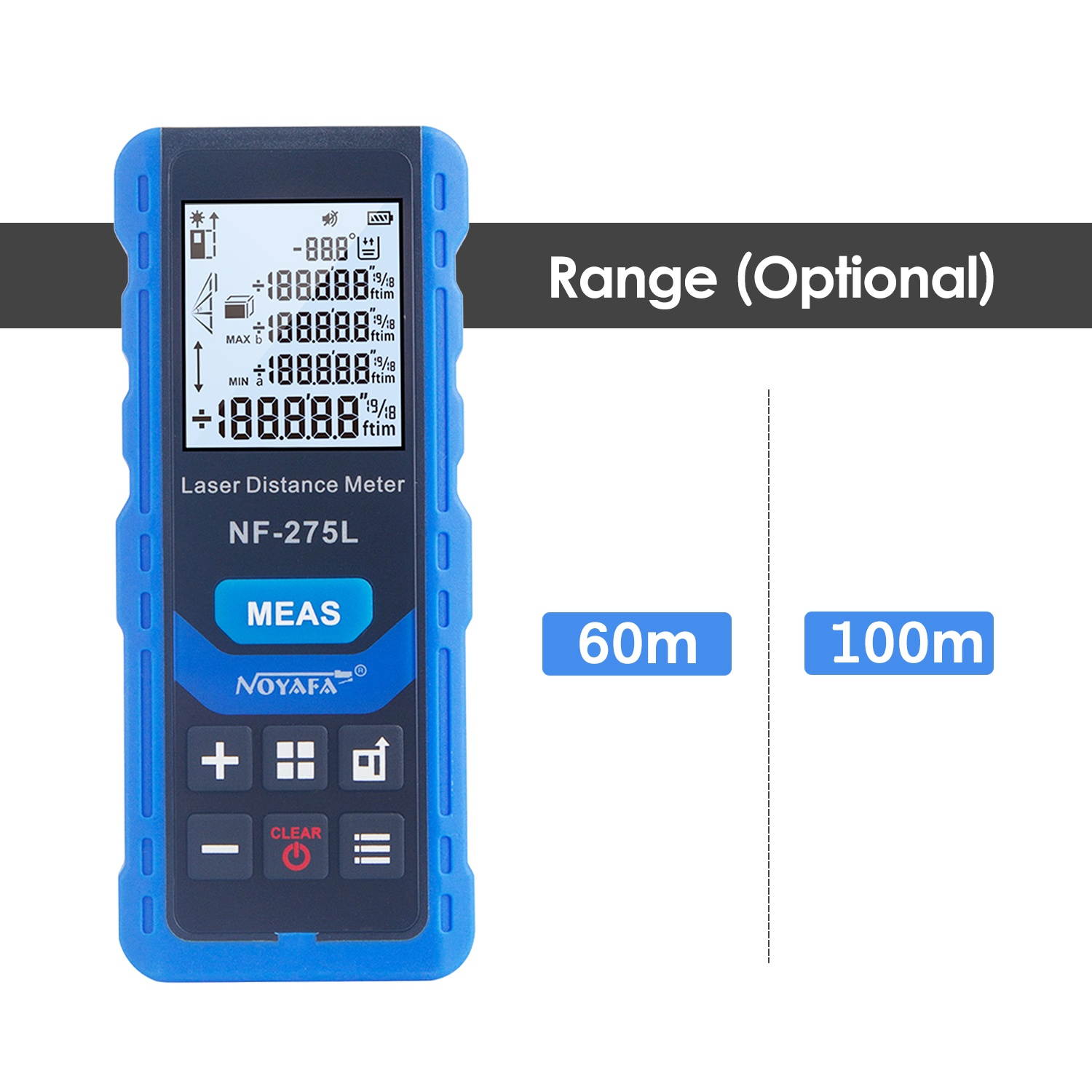 NOYAFA NF-275L Green Laser Beam Laser Distance Meter Indoor Outdoor Rechargeable Handheld Laser Range Finder Electric Distance Measuring Instrument Length/Area/Volume/Level/Vertical/Pythagorea