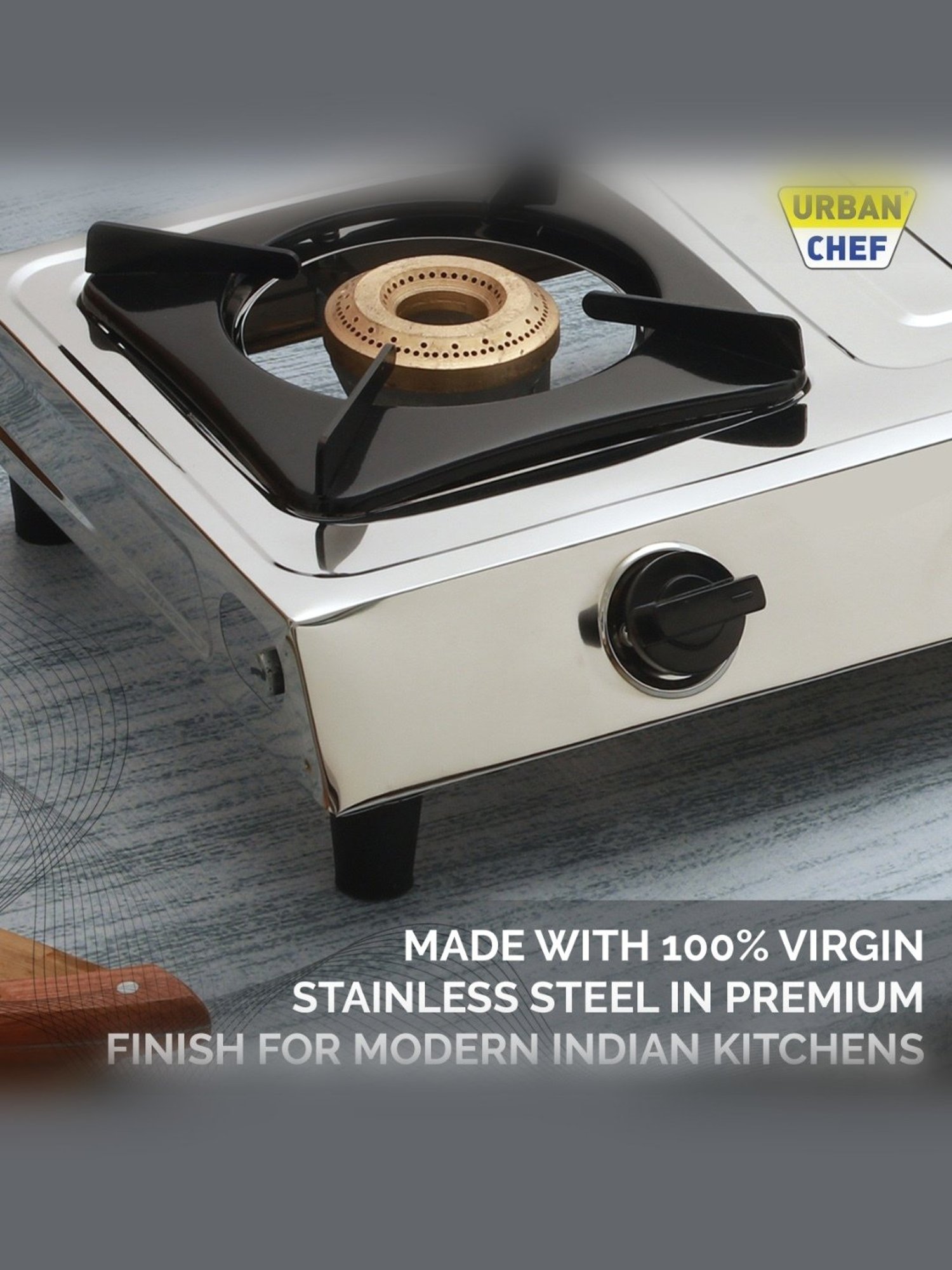 Urban Chef Gas Stove with 2 Burners ( Silver/Black )