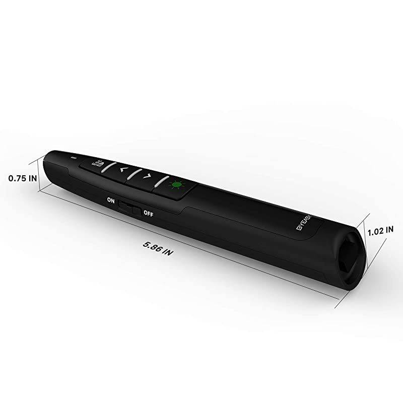 Wireless Presenter  Presentation Clicker with Green Laser Pointer for Presentations 100 ft RF 24GHz PowerPoint Clicker Remote for PowerPoint Presentations and Google Slides with Case Black