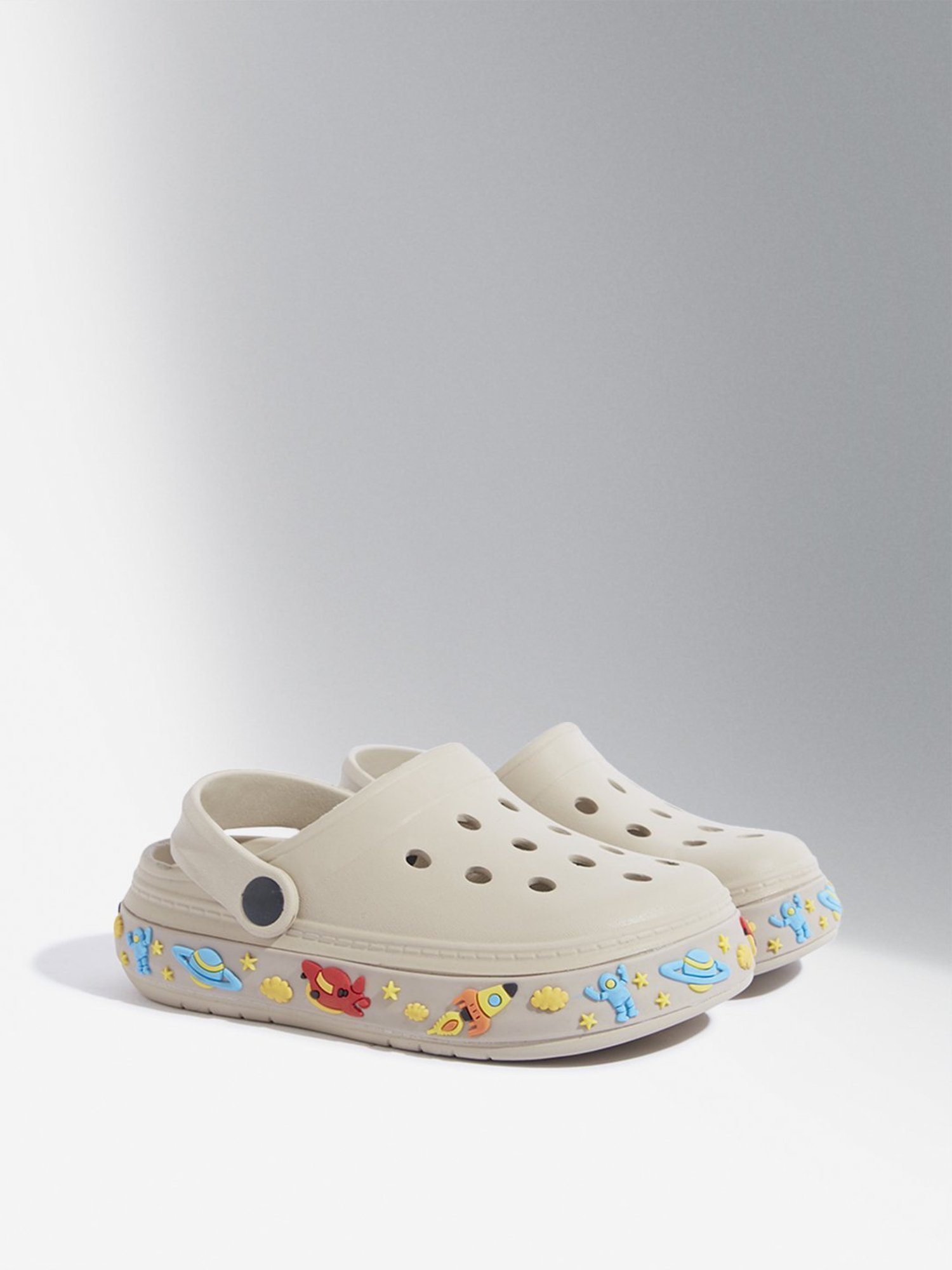 Yellow by Westside Beige Space Applique Clogs