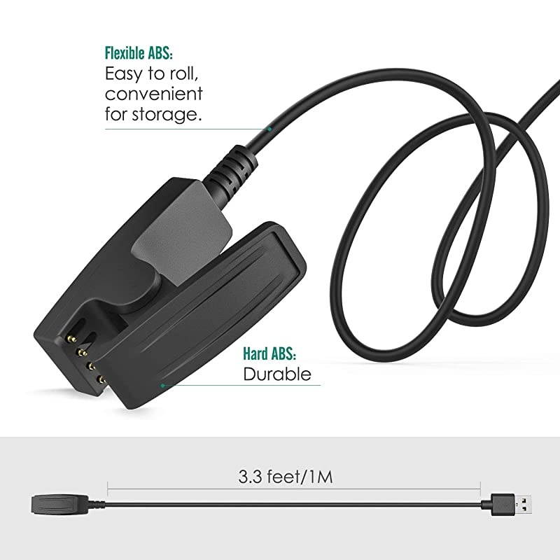 Clip Compatible with Garmin Approach S20 GPS Golf Watch and Forerunner 230 235 630 35 645 735xt GPS Running Watch USB Data Sync Charge Cradle Dock Charger Clip Cable Black