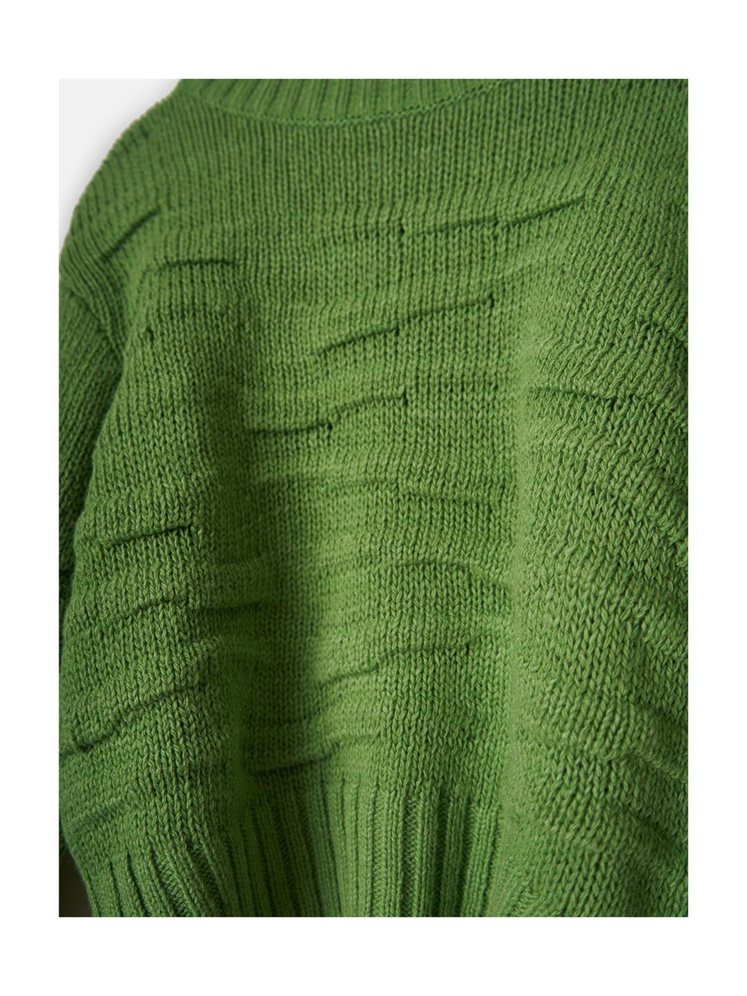 Angel & Rocket Kids Green Self Design Full Sleeves Sweater