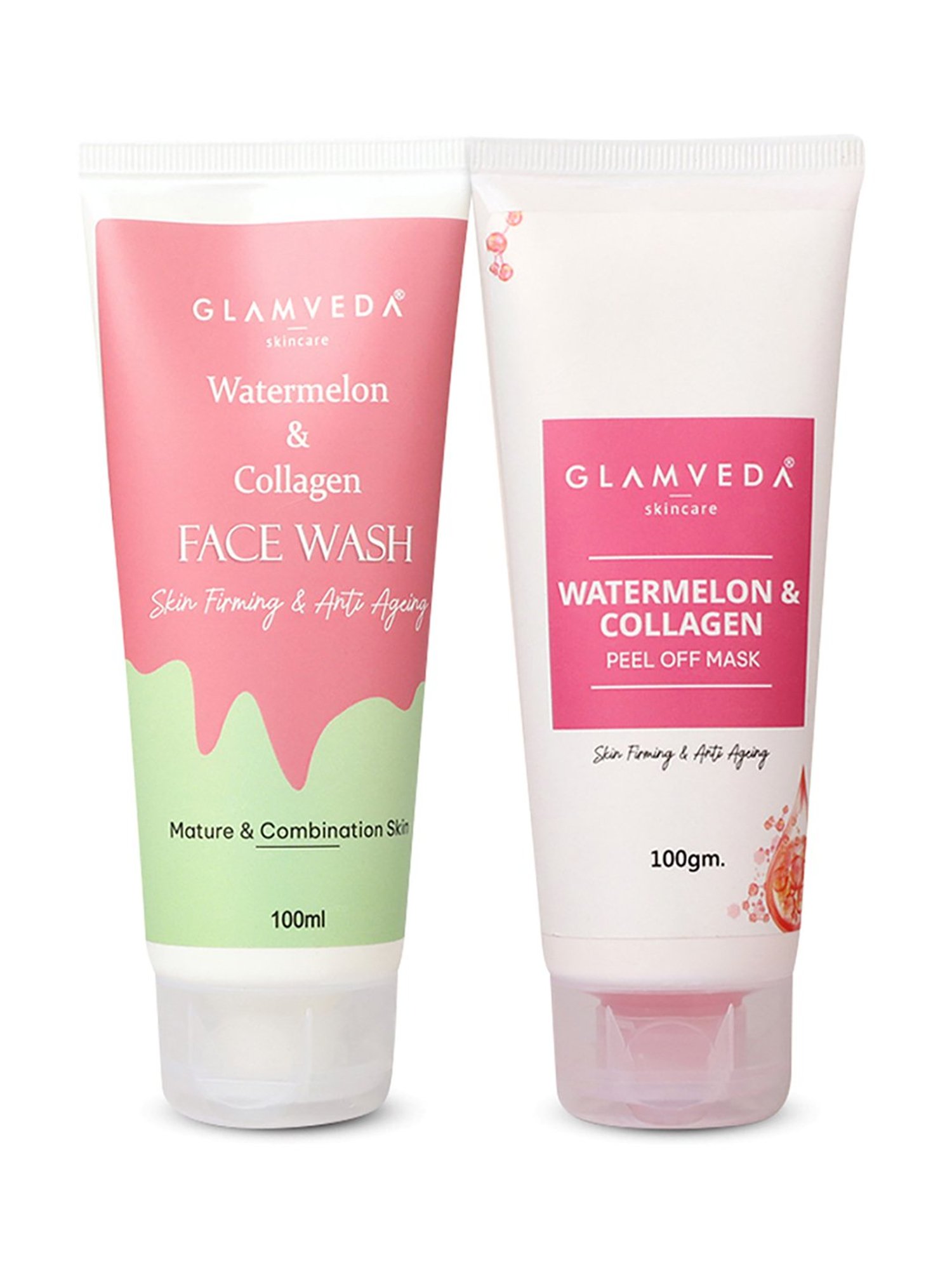 Glamveda Watermelon & Collagen Anti Ageing Face Wash and Peel Off Mask Combo