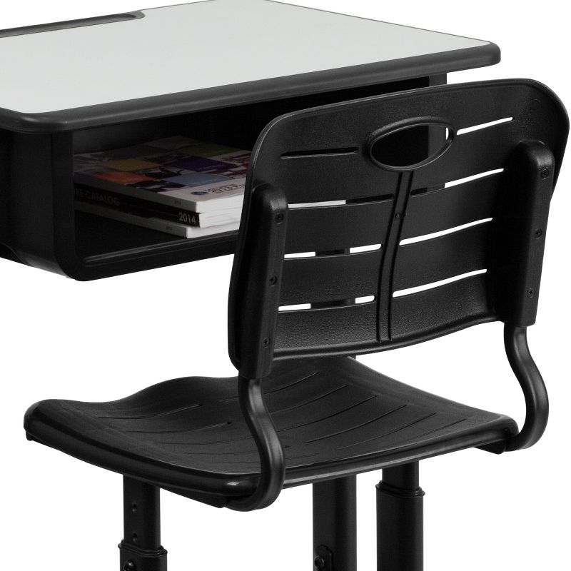 Emma and Oliver Adjustable Height Student Desk and Chair with Black Pedestal Frame